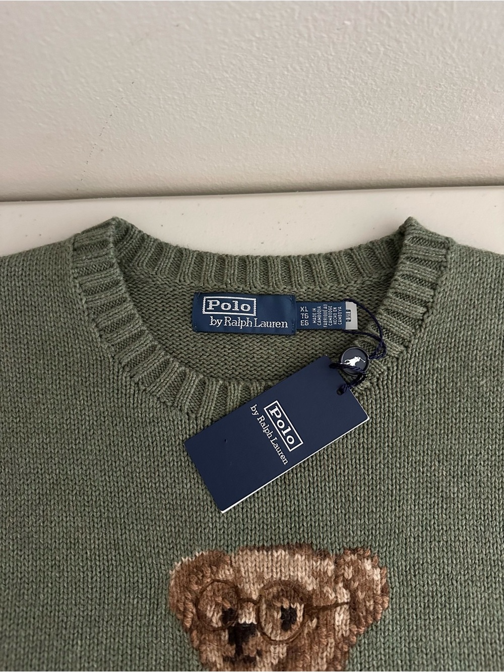 NWT Polo Ralph Lauren Hudson Valley Bear Sweater XL Lovette Heather Olive Green - Picture 6 of 7